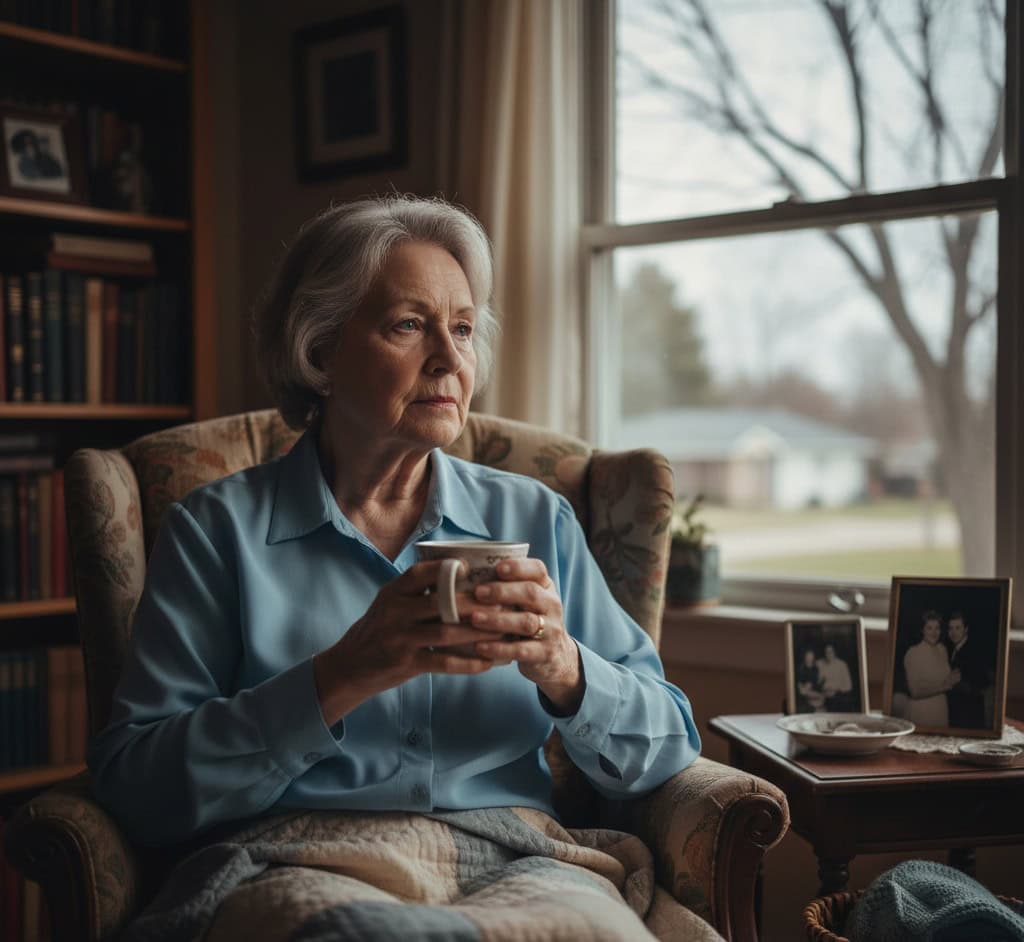 Elderly woman sitting alone